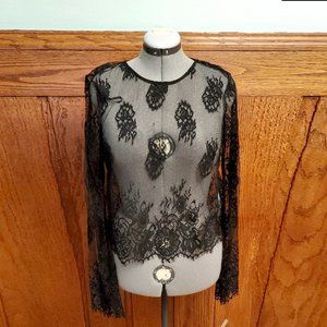 Forever 21 Black Chantilly Lace Blouse XL BNWT